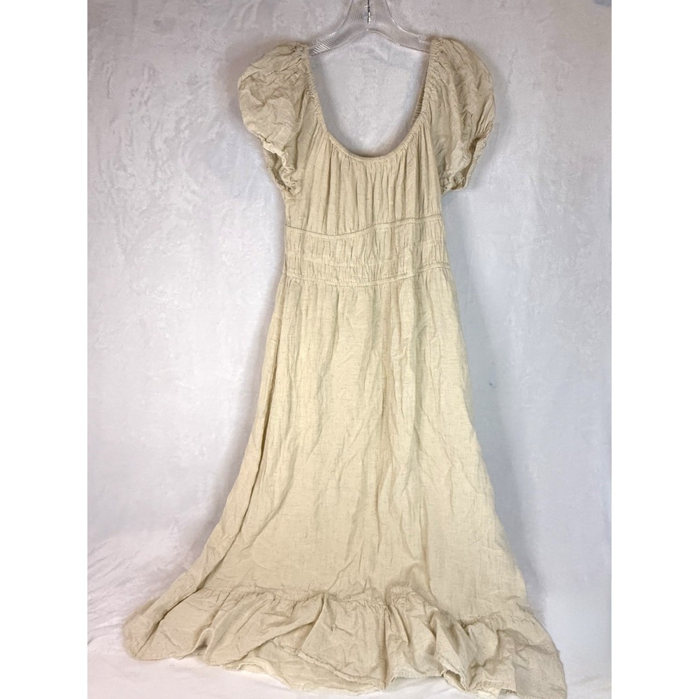 Women’s Cream Puff-Sleeve Midi Dress - Picture 2 of 12
